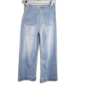 Maeve The Colette Cropped High Rise Jeans Wide Leg Size 28 Light Wash